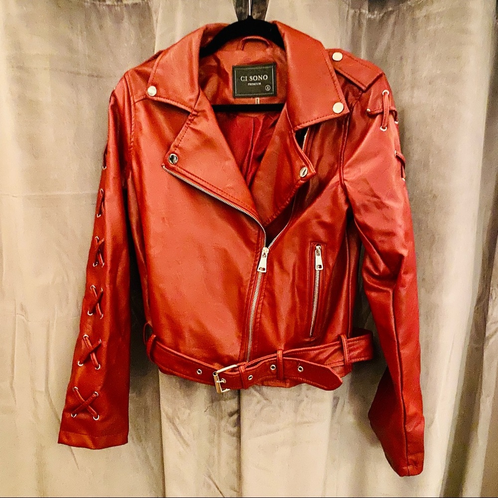 Red leather jacket - Picture 3 of 6